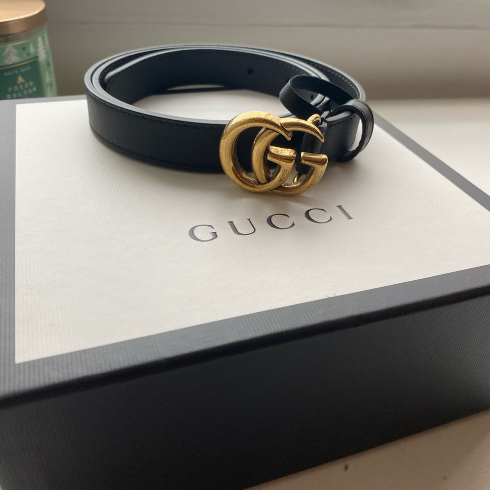 GG Marmont Thin Leather Belt